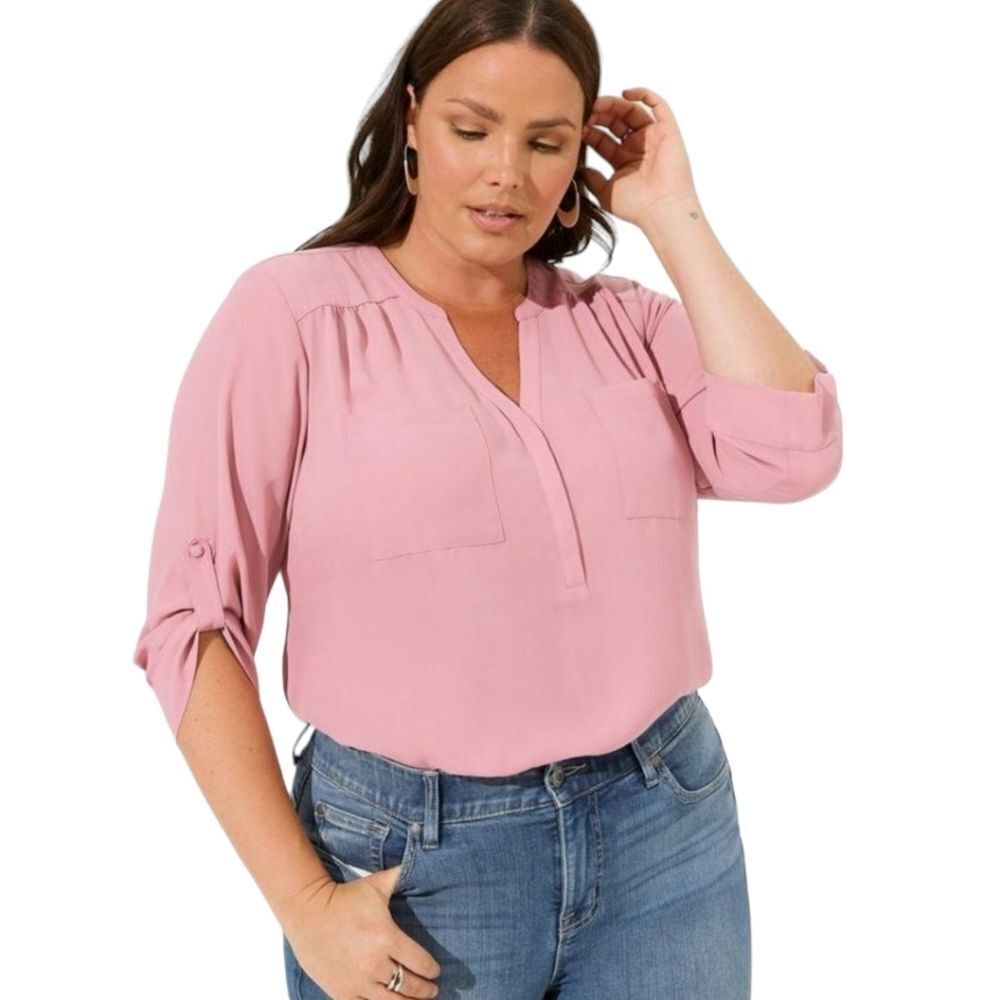 TORRID Plus Size Harper Georgette Pullover 3/4 Sleeve Blouse